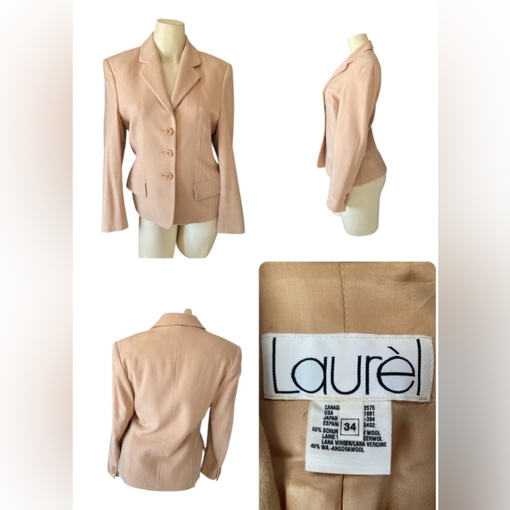 Laurel by Escada Wool Beige Women’s Blazer Jacket Vintage size 34
